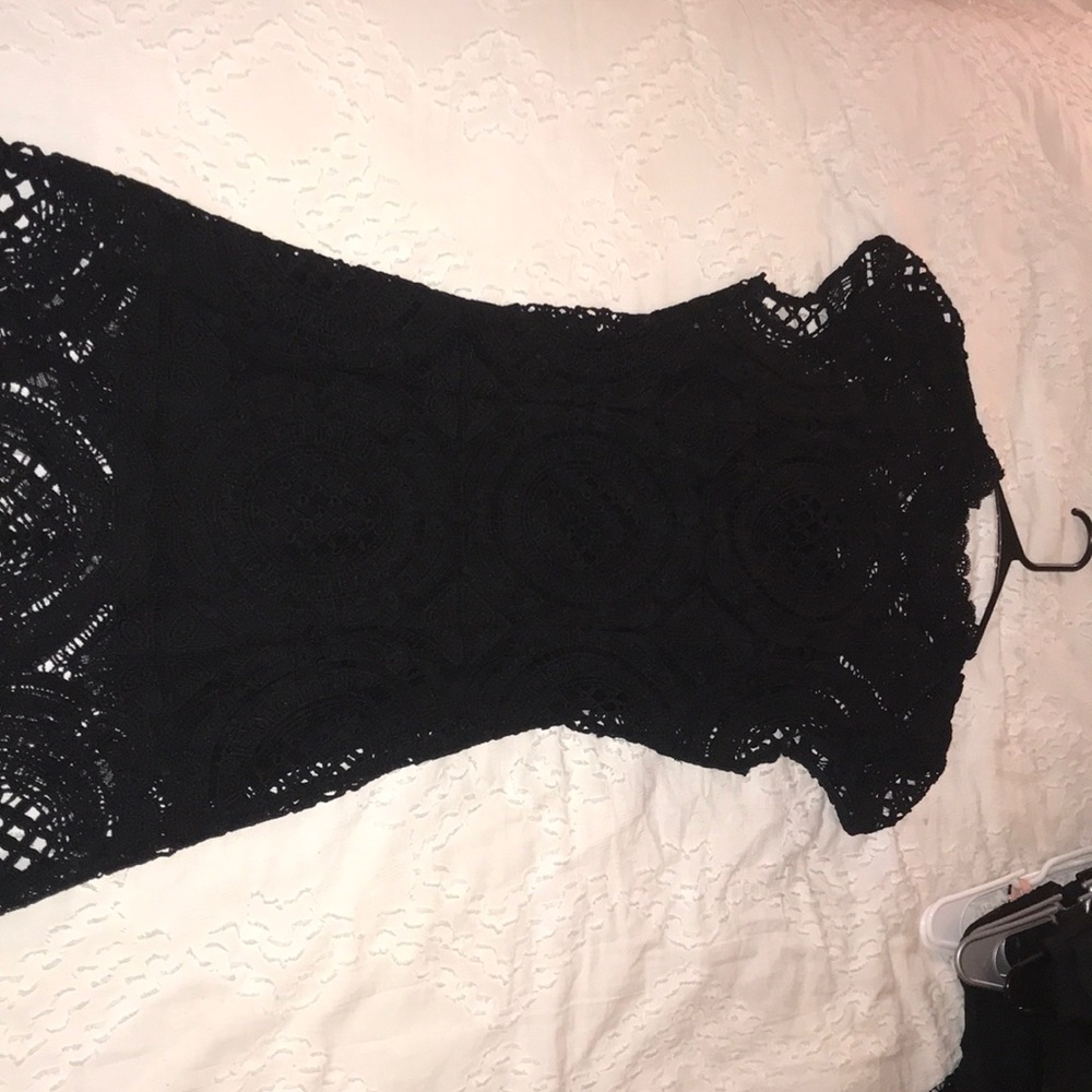 Black mesh cocktail dress